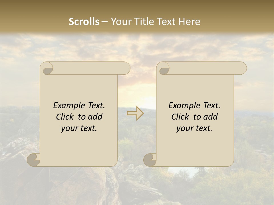 A Picture Of A Sunset Over Some Rocks PowerPoint Template