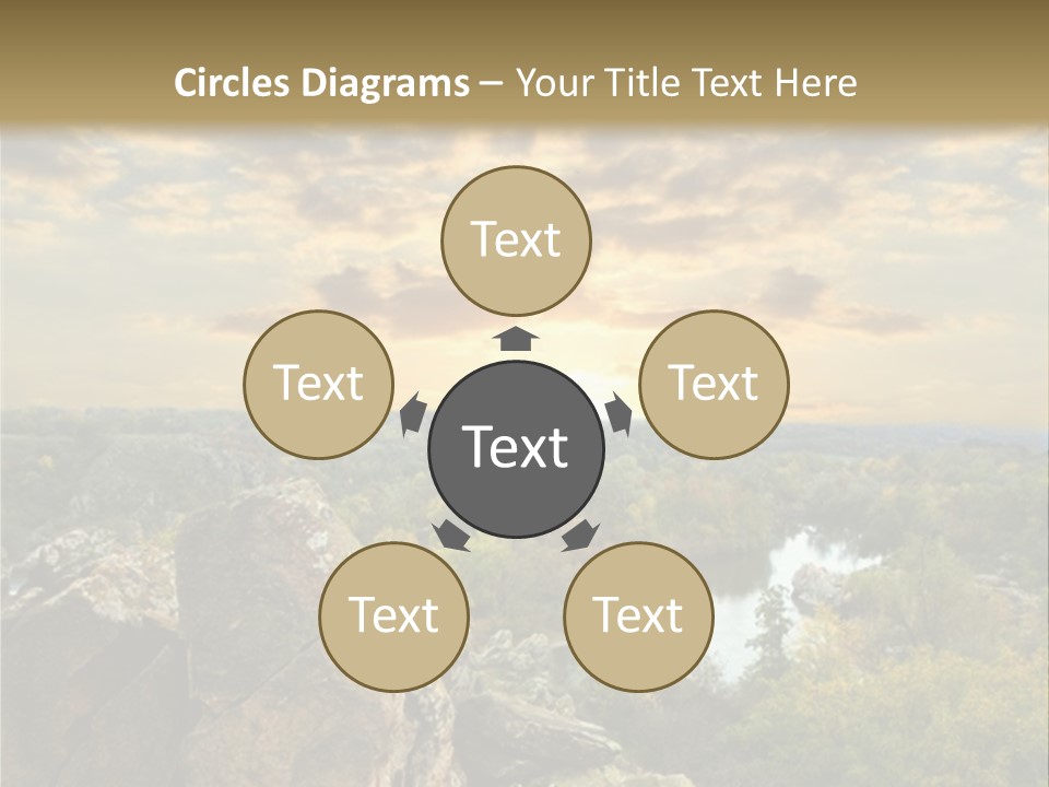 A Picture Of A Sunset Over Some Rocks PowerPoint Template