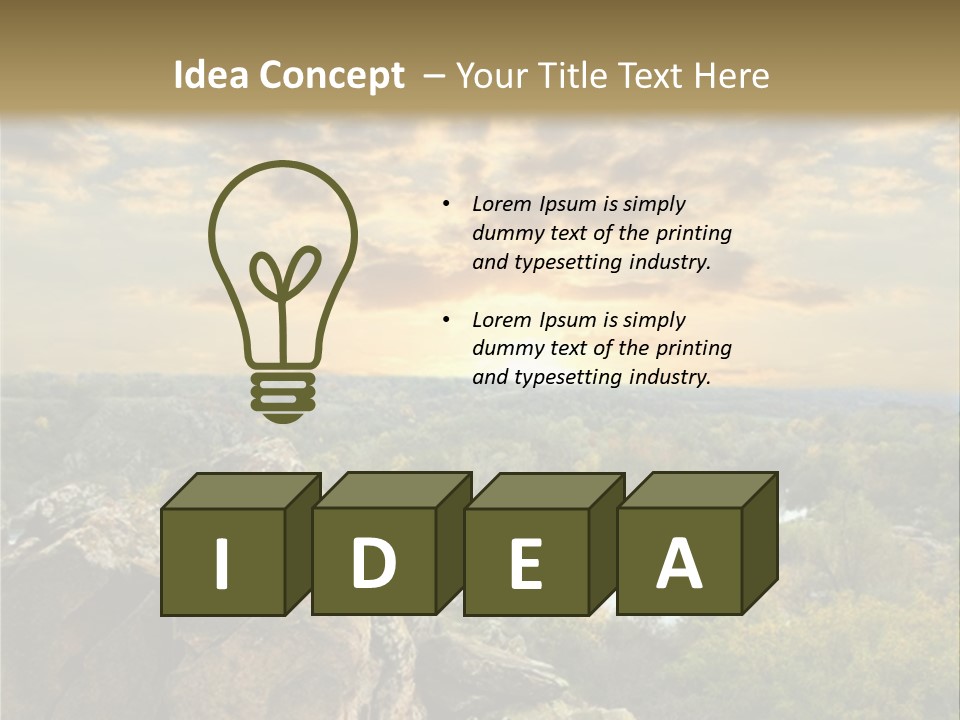 A Picture Of A Sunset Over Some Rocks PowerPoint Template