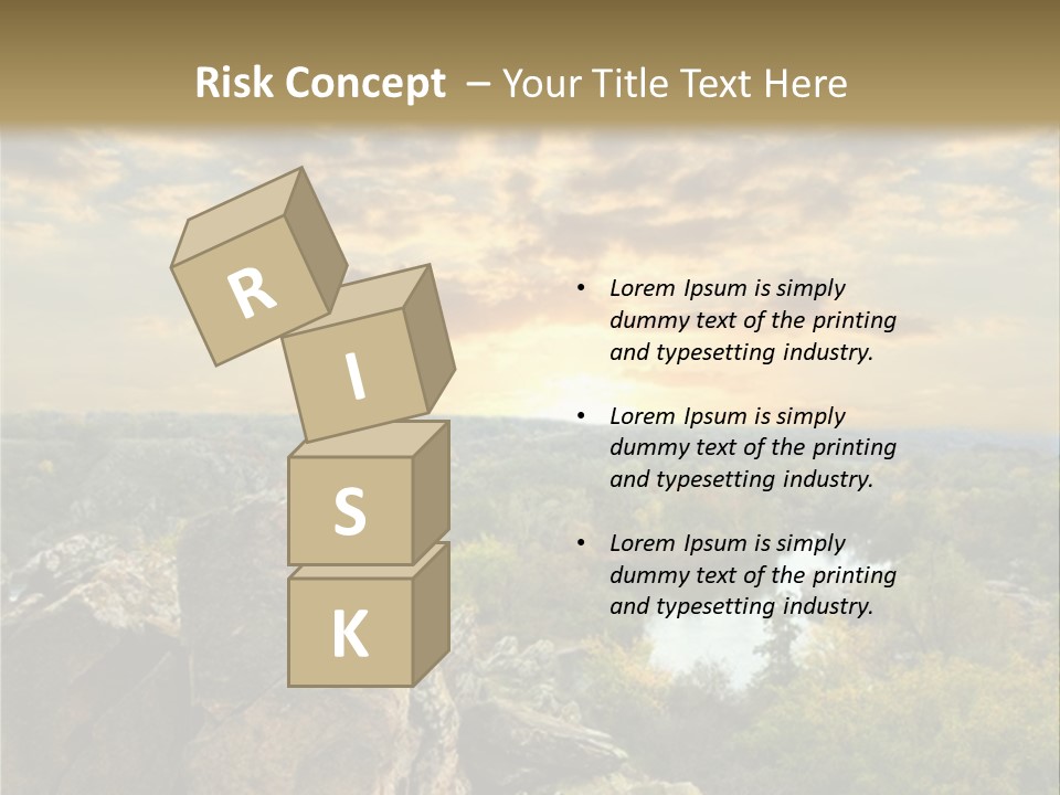 A Picture Of A Sunset Over Some Rocks PowerPoint Template