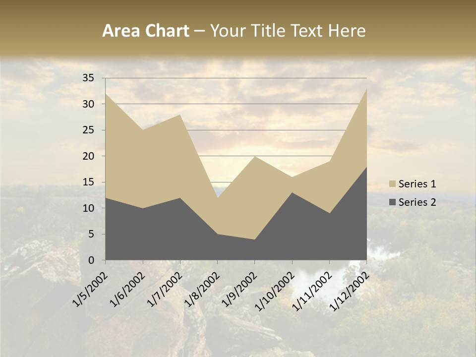 A Picture Of A Sunset Over Some Rocks PowerPoint Template