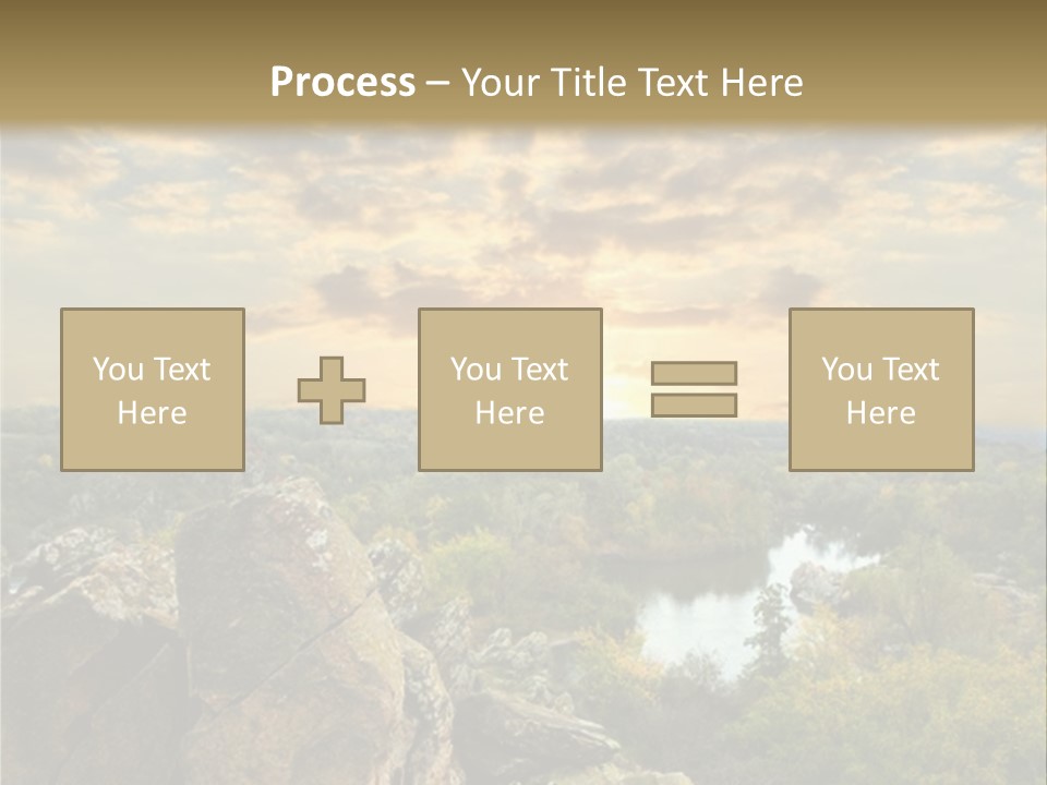 A Picture Of A Sunset Over Some Rocks PowerPoint Template