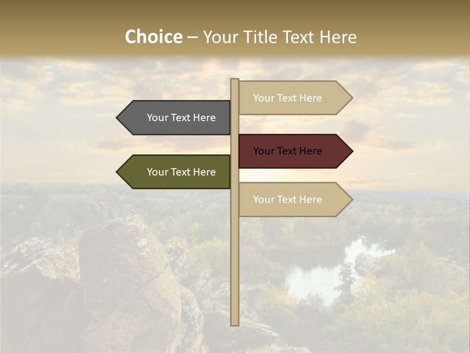 A Picture Of A Sunset Over Some Rocks PowerPoint Template