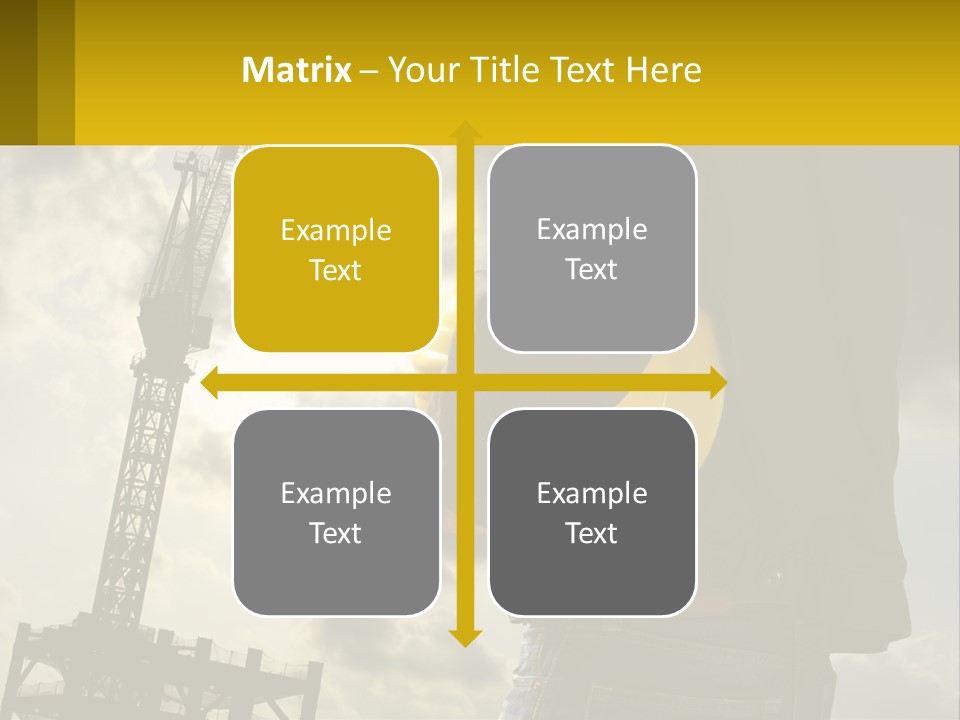 A Man Holding A Yellow Safety Helmet In Front Of A Crane PowerPoint Template