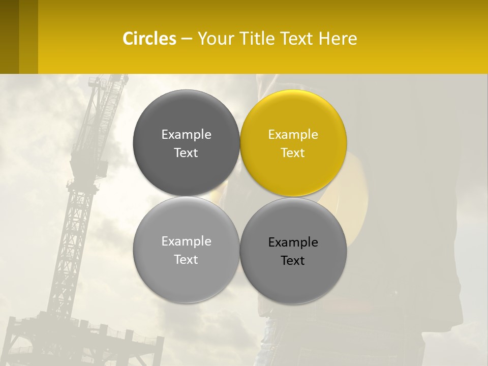 A Man Holding A Yellow Safety Helmet In Front Of A Crane PowerPoint Template