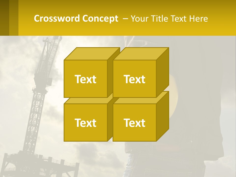 A Man Holding A Yellow Safety Helmet In Front Of A Crane PowerPoint Template