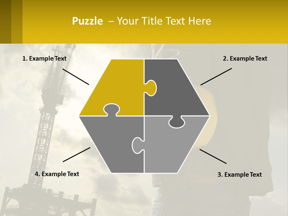 A Man Holding A Yellow Safety Helmet In Front Of A Crane PowerPoint Template