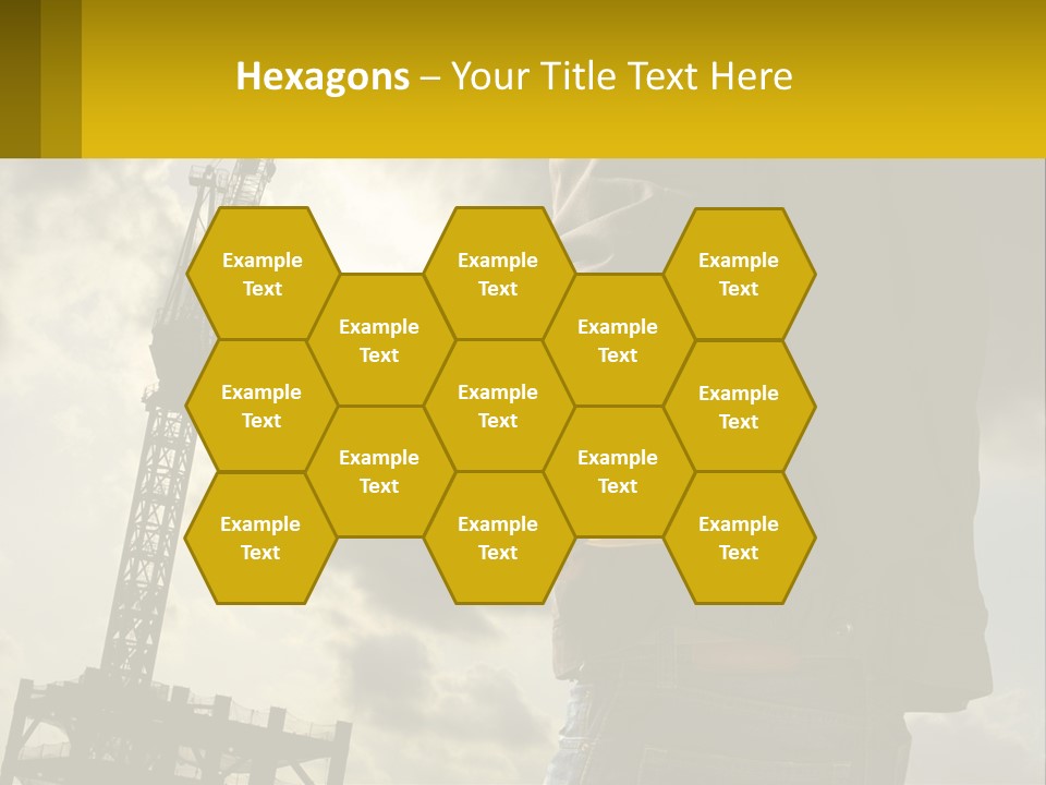 A Man Holding A Yellow Safety Helmet In Front Of A Crane PowerPoint Template