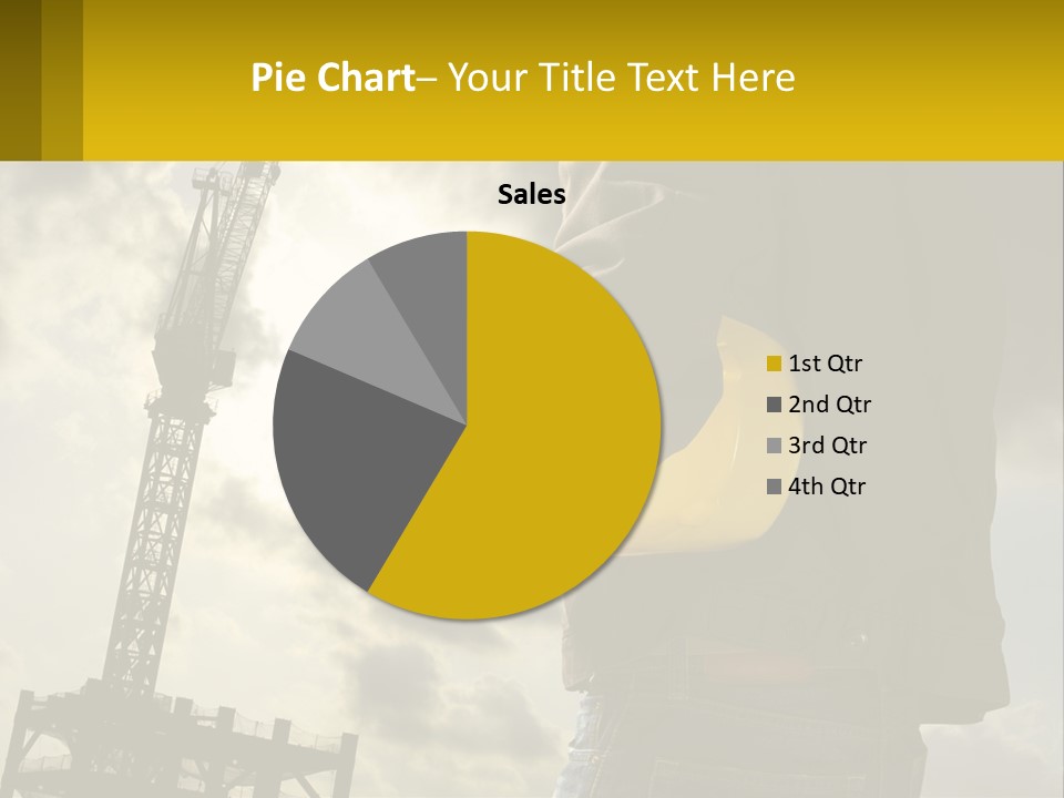 A Man Holding A Yellow Safety Helmet In Front Of A Crane PowerPoint Template