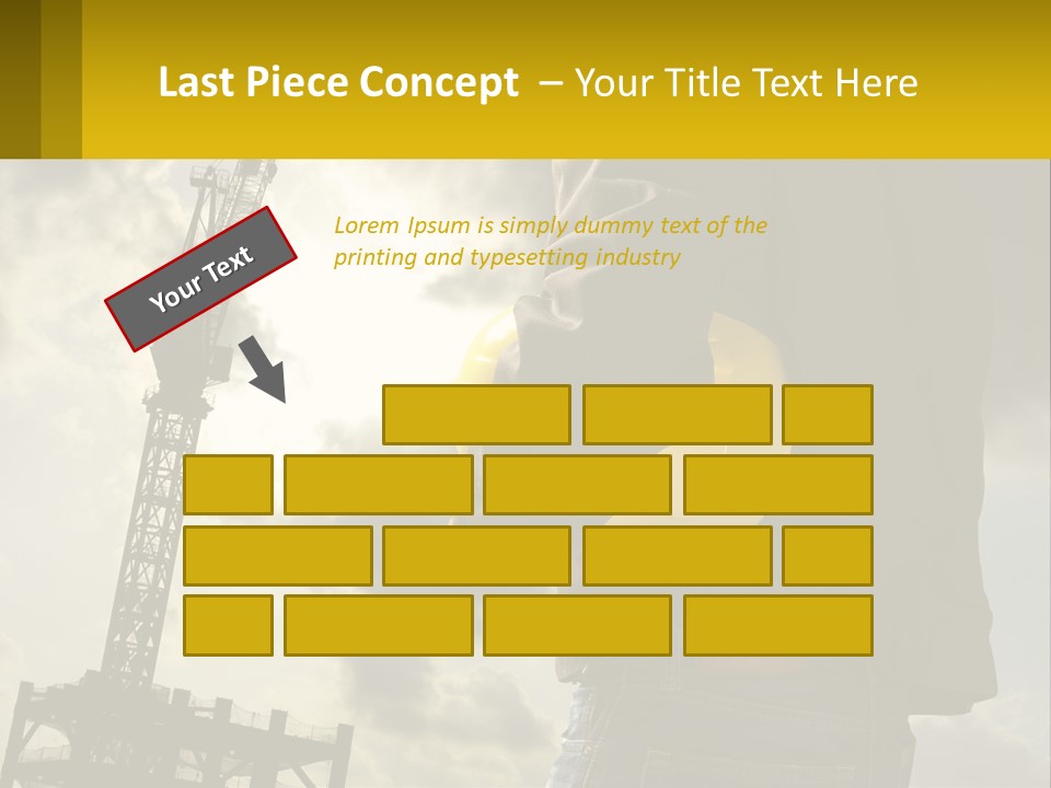 A Man Holding A Yellow Safety Helmet In Front Of A Crane PowerPoint Template