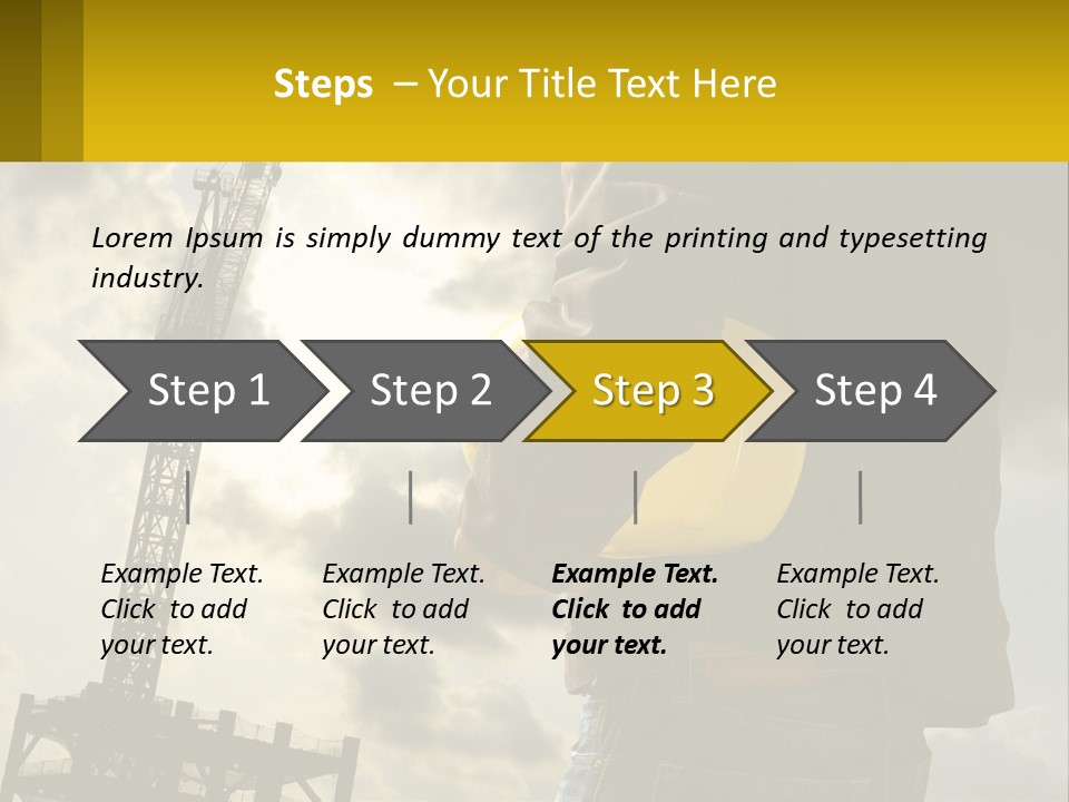 A Man Holding A Yellow Safety Helmet In Front Of A Crane PowerPoint Template