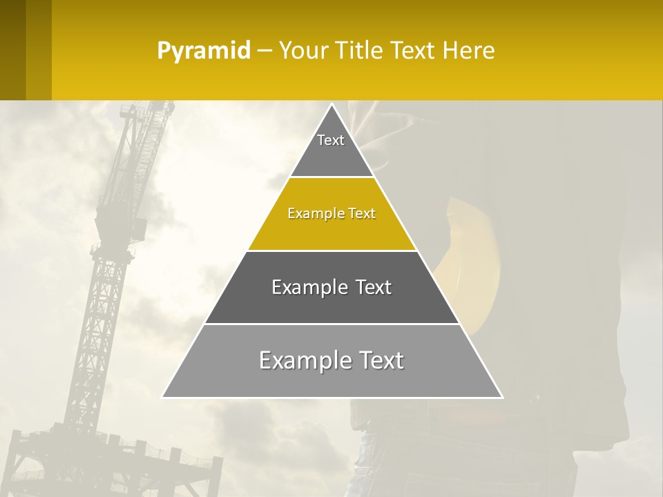 A Man Holding A Yellow Safety Helmet In Front Of A Crane PowerPoint Template
