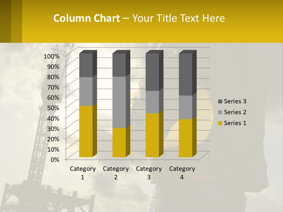 A Man Holding A Yellow Safety Helmet In Front Of A Crane PowerPoint Template