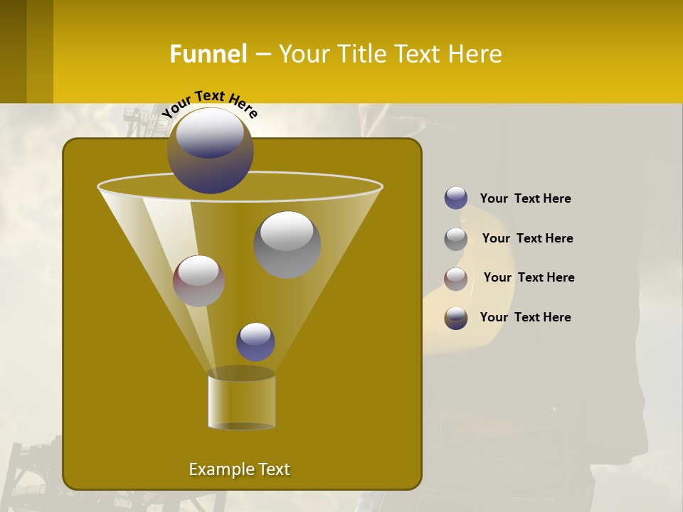A Man Holding A Yellow Safety Helmet In Front Of A Crane PowerPoint Template