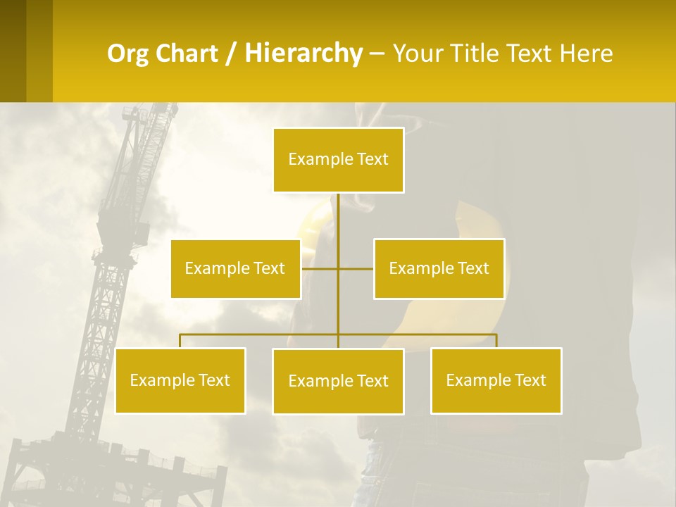 A Man Holding A Yellow Safety Helmet In Front Of A Crane PowerPoint Template