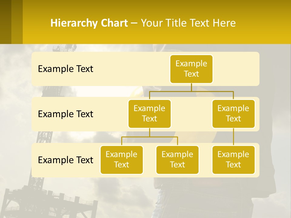 A Man Holding A Yellow Safety Helmet In Front Of A Crane PowerPoint Template