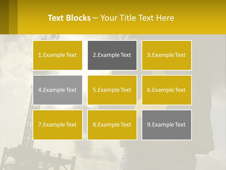 A Man Holding A Yellow Safety Helmet In Front Of A Crane PowerPoint Template