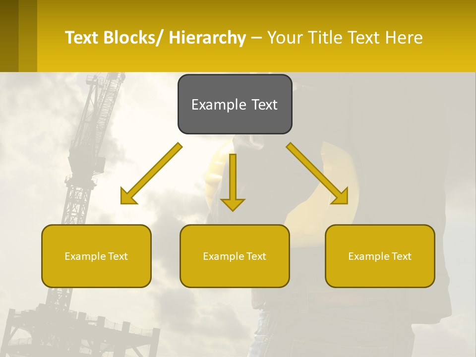 A Man Holding A Yellow Safety Helmet In Front Of A Crane PowerPoint Template