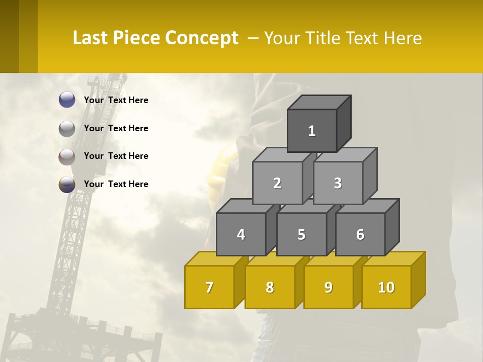 A Man Holding A Yellow Safety Helmet In Front Of A Crane PowerPoint Template