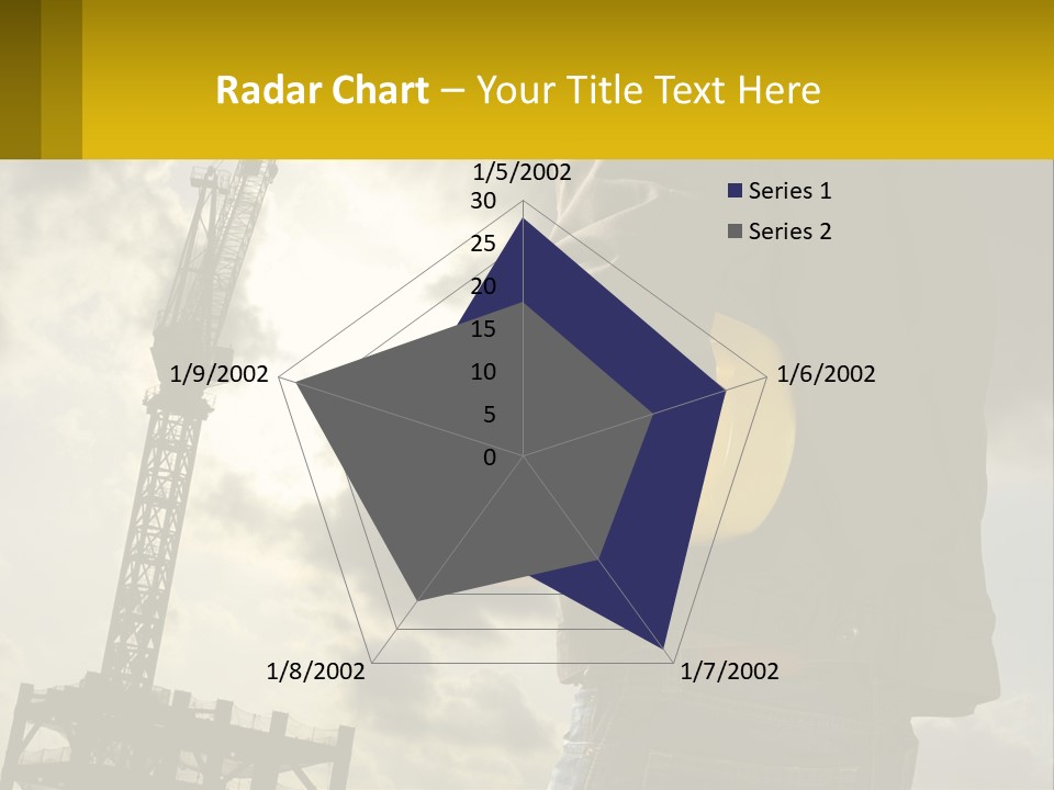 A Man Holding A Yellow Safety Helmet In Front Of A Crane PowerPoint Template