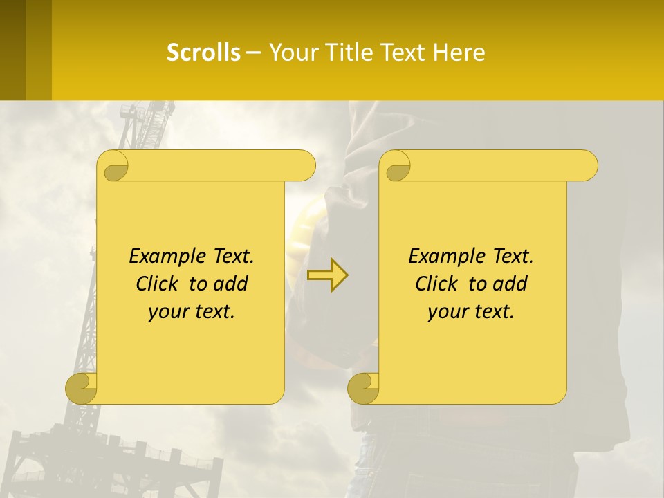 A Man Holding A Yellow Safety Helmet In Front Of A Crane PowerPoint Template