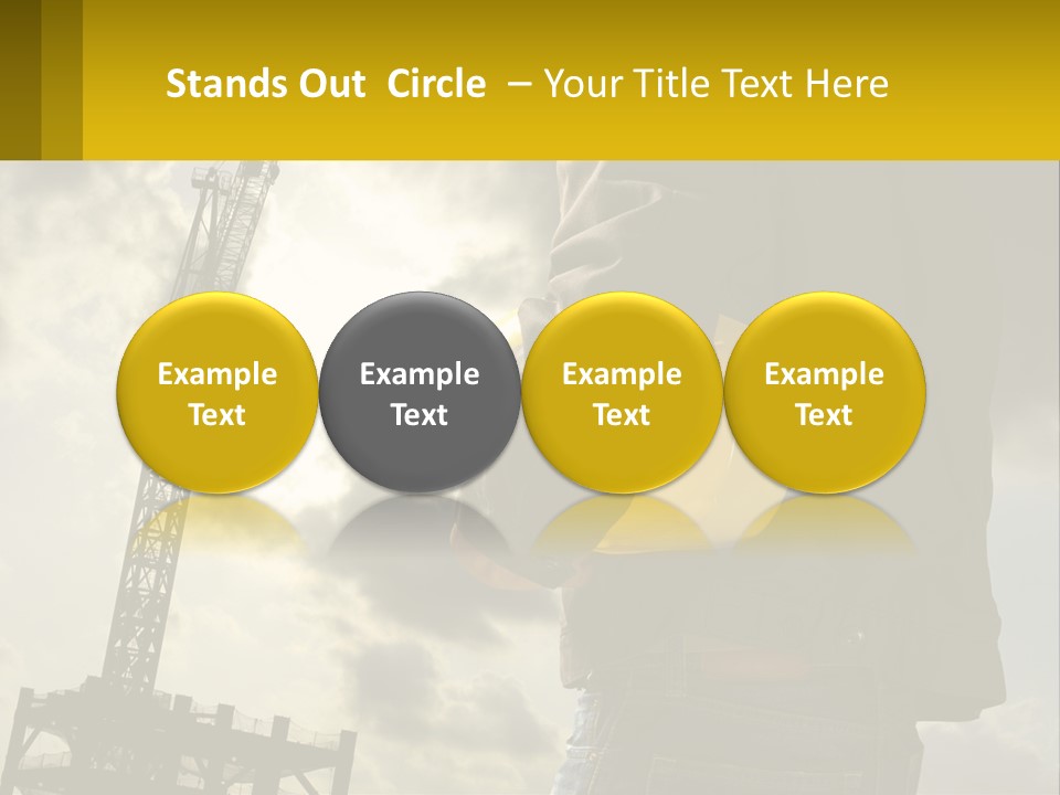 A Man Holding A Yellow Safety Helmet In Front Of A Crane PowerPoint Template