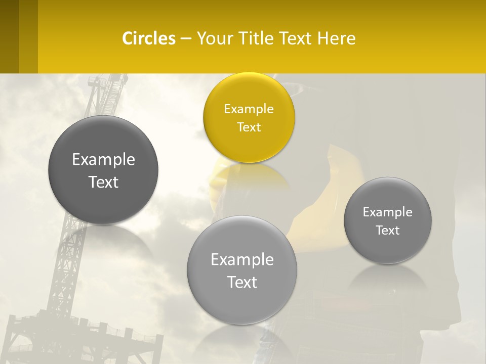 A Man Holding A Yellow Safety Helmet In Front Of A Crane PowerPoint Template