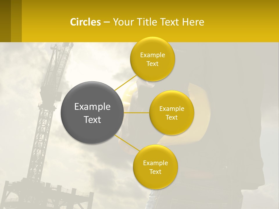 A Man Holding A Yellow Safety Helmet In Front Of A Crane PowerPoint Template