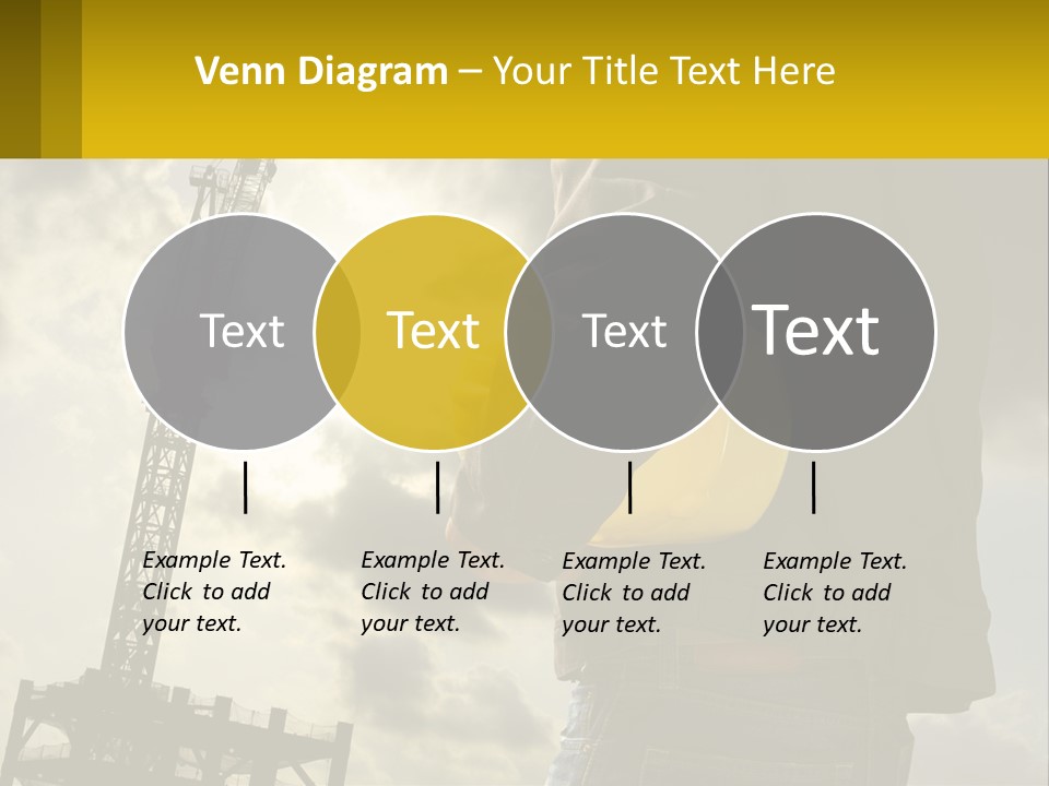 A Man Holding A Yellow Safety Helmet In Front Of A Crane PowerPoint Template