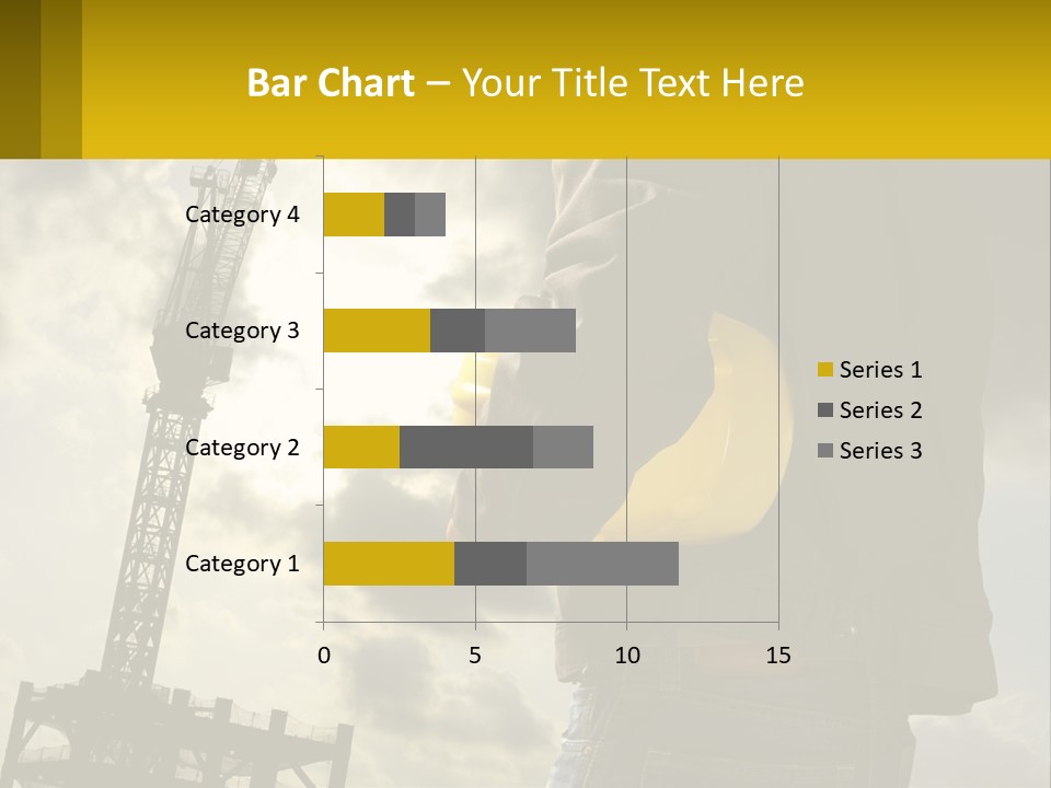 A Man Holding A Yellow Safety Helmet In Front Of A Crane PowerPoint Template