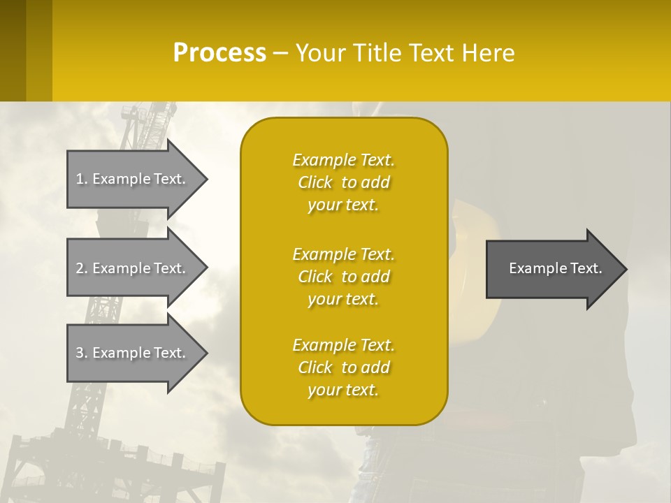 A Man Holding A Yellow Safety Helmet In Front Of A Crane PowerPoint Template