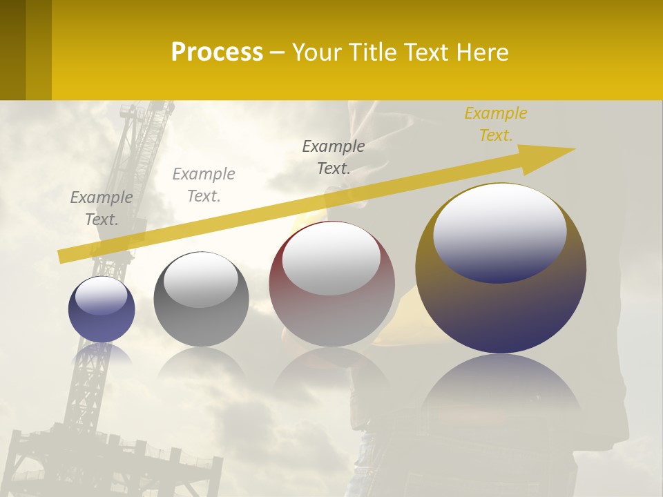 A Man Holding A Yellow Safety Helmet In Front Of A Crane PowerPoint Template
