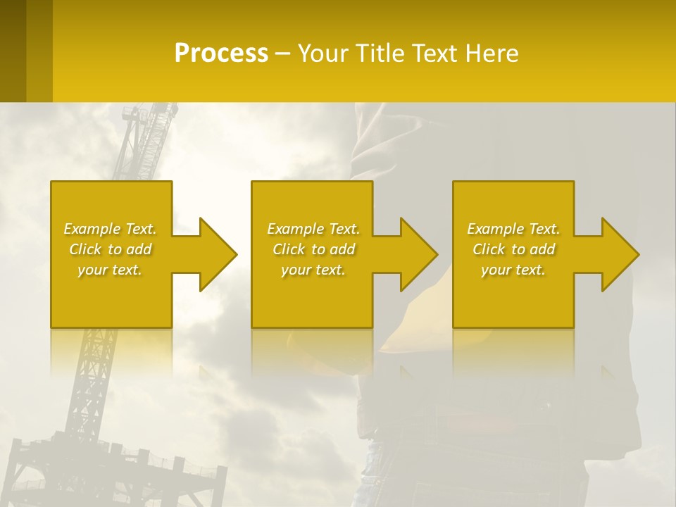A Man Holding A Yellow Safety Helmet In Front Of A Crane PowerPoint Template