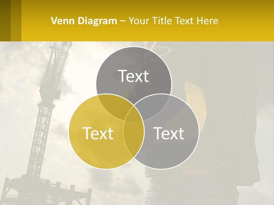 A Man Holding A Yellow Safety Helmet In Front Of A Crane PowerPoint Template