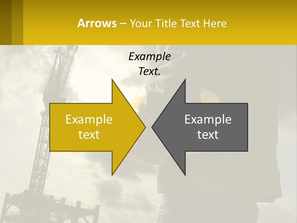 A Man Holding A Yellow Safety Helmet In Front Of A Crane PowerPoint Template