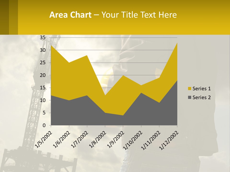A Man Holding A Yellow Safety Helmet In Front Of A Crane PowerPoint Template