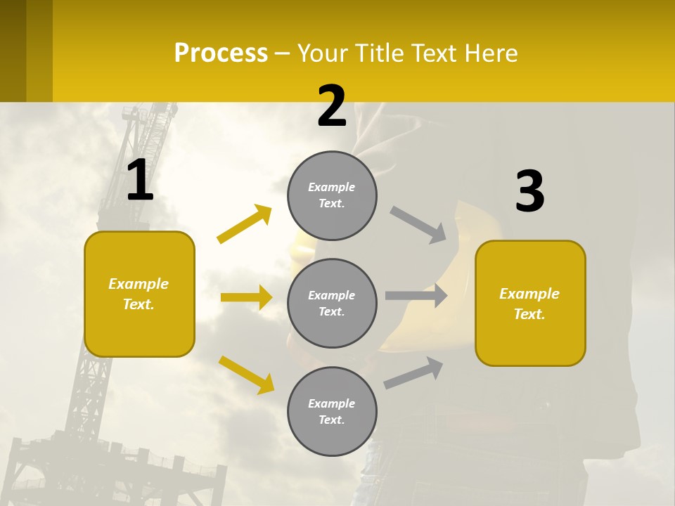 A Man Holding A Yellow Safety Helmet In Front Of A Crane PowerPoint Template
