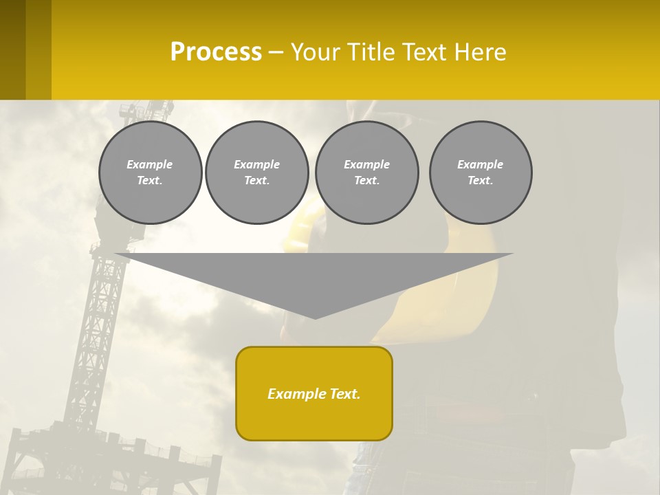 A Man Holding A Yellow Safety Helmet In Front Of A Crane PowerPoint Template