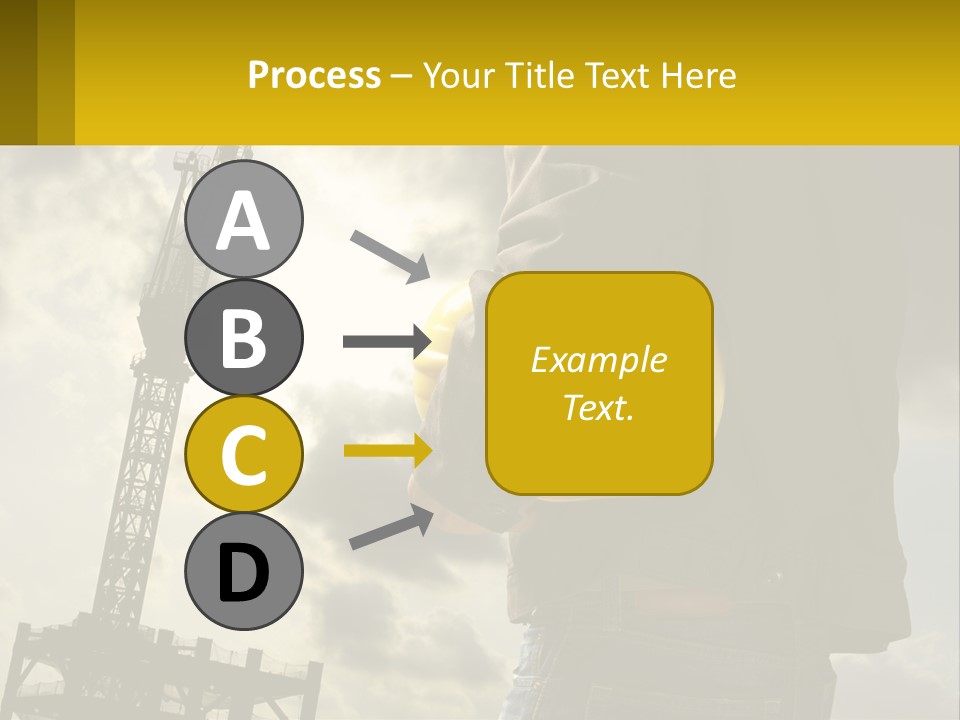 A Man Holding A Yellow Safety Helmet In Front Of A Crane PowerPoint Template