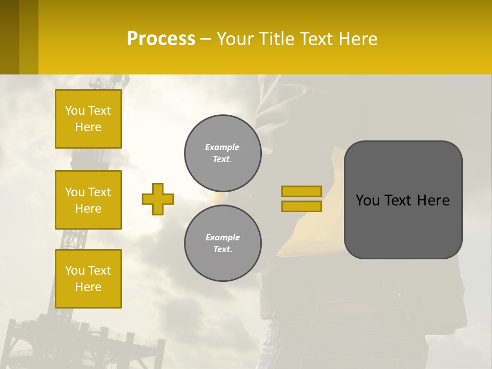 A Man Holding A Yellow Safety Helmet In Front Of A Crane PowerPoint Template