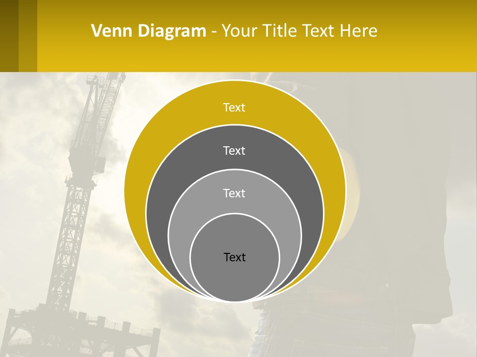 A Man Holding A Yellow Safety Helmet In Front Of A Crane PowerPoint Template