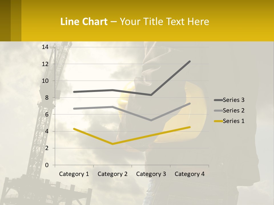 A Man Holding A Yellow Safety Helmet In Front Of A Crane PowerPoint Template
