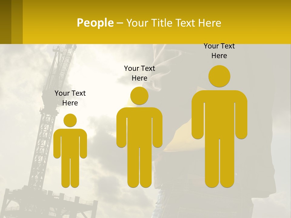 A Man Holding A Yellow Safety Helmet In Front Of A Crane PowerPoint Template