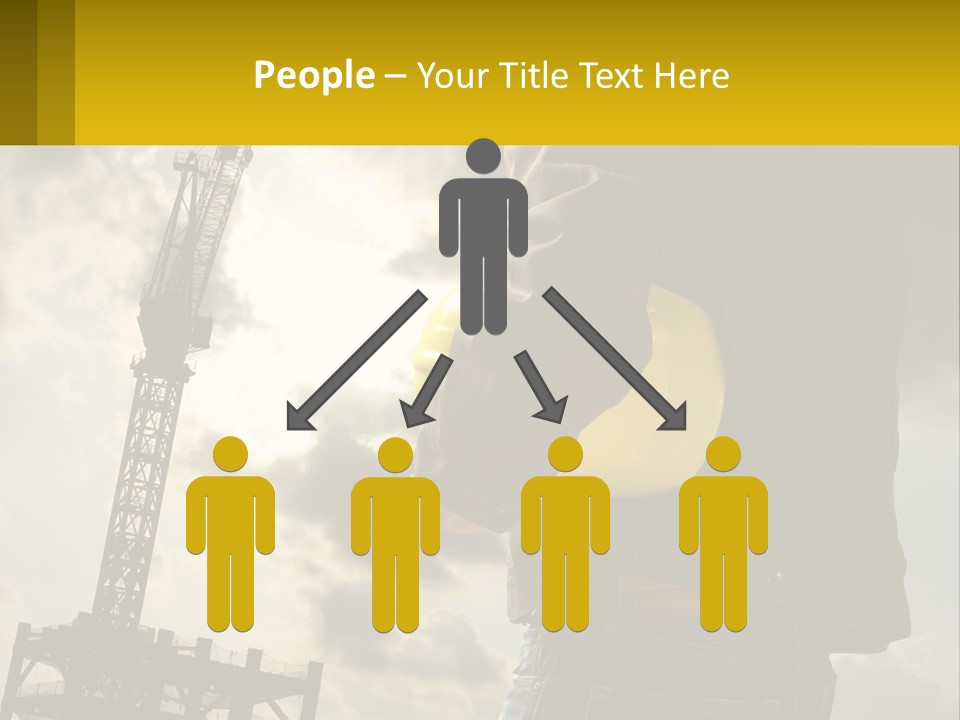 A Man Holding A Yellow Safety Helmet In Front Of A Crane PowerPoint Template