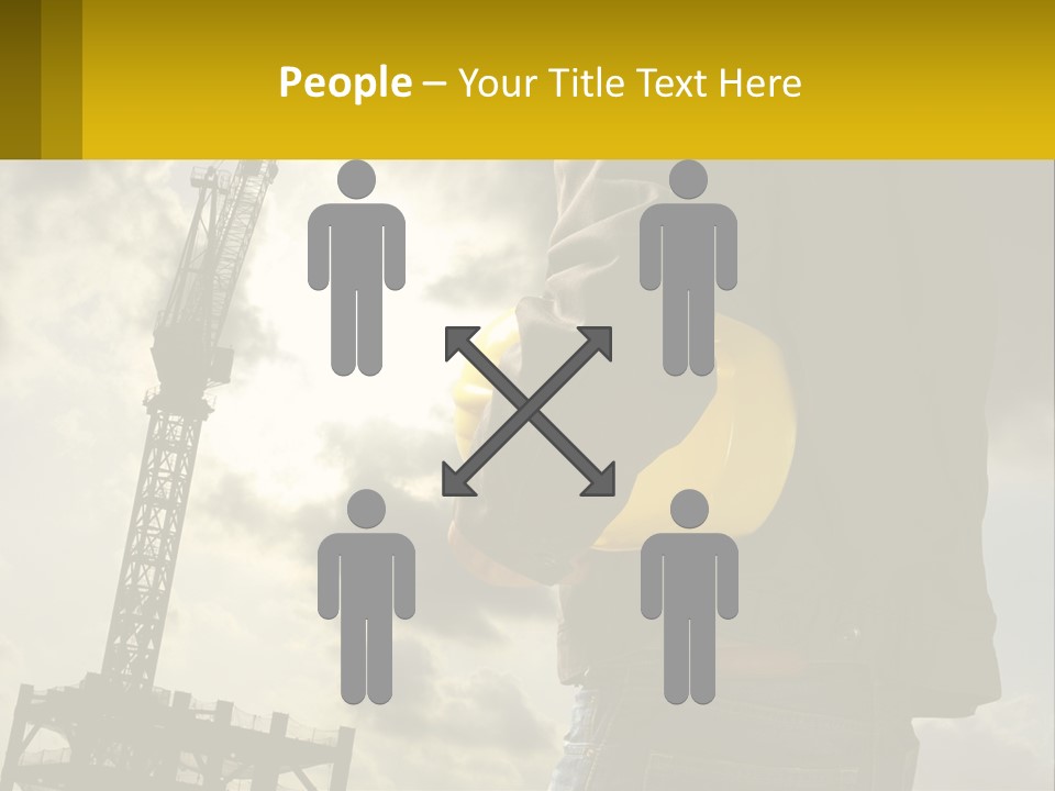 A Man Holding A Yellow Safety Helmet In Front Of A Crane PowerPoint Template