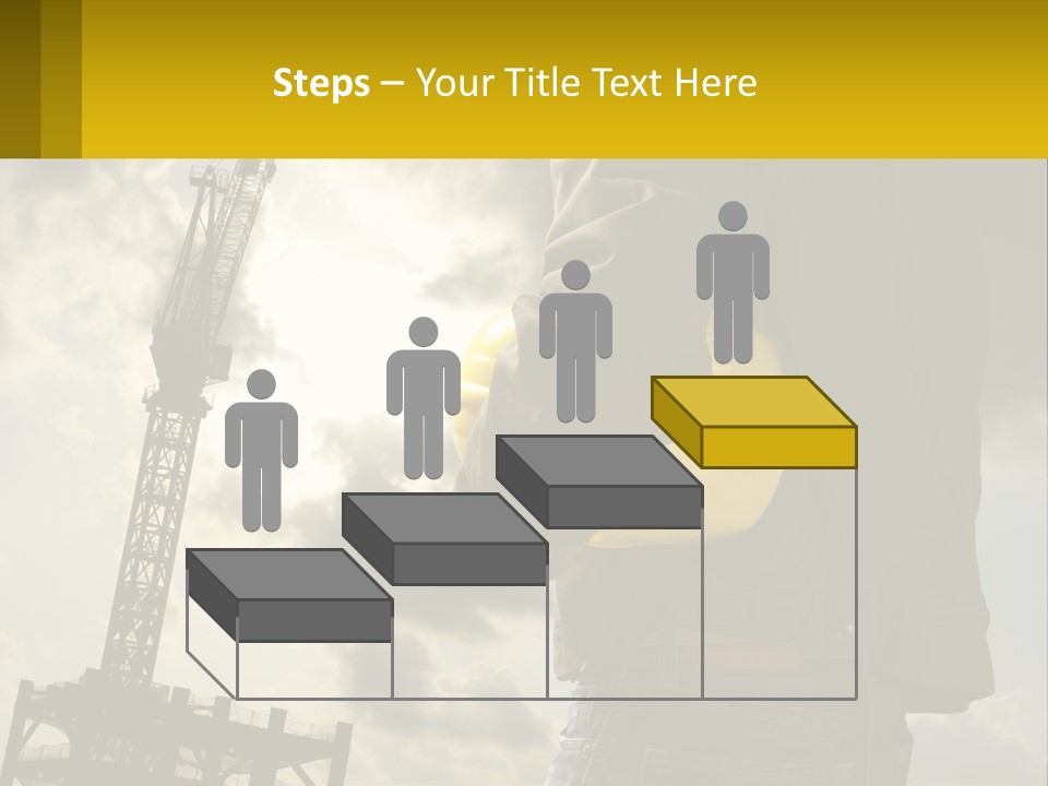 A Man Holding A Yellow Safety Helmet In Front Of A Crane PowerPoint Template