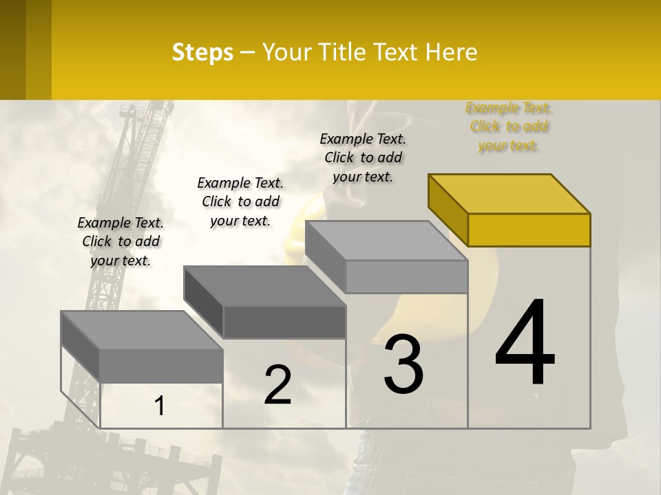 A Man Holding A Yellow Safety Helmet In Front Of A Crane PowerPoint Template