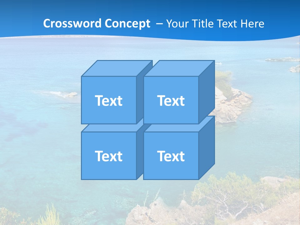 A Beautiful Blue Ocean With A Sandy Beach In The Foreground PowerPoint Template