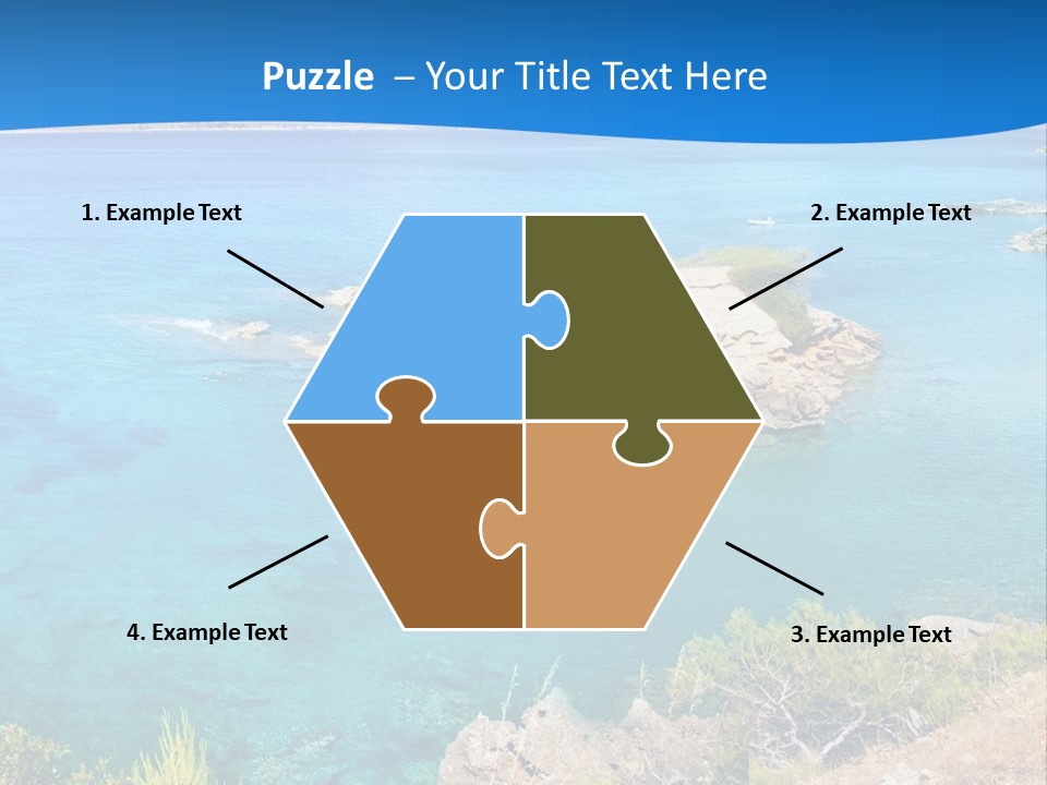 A Beautiful Blue Ocean With A Sandy Beach In The Foreground PowerPoint Template