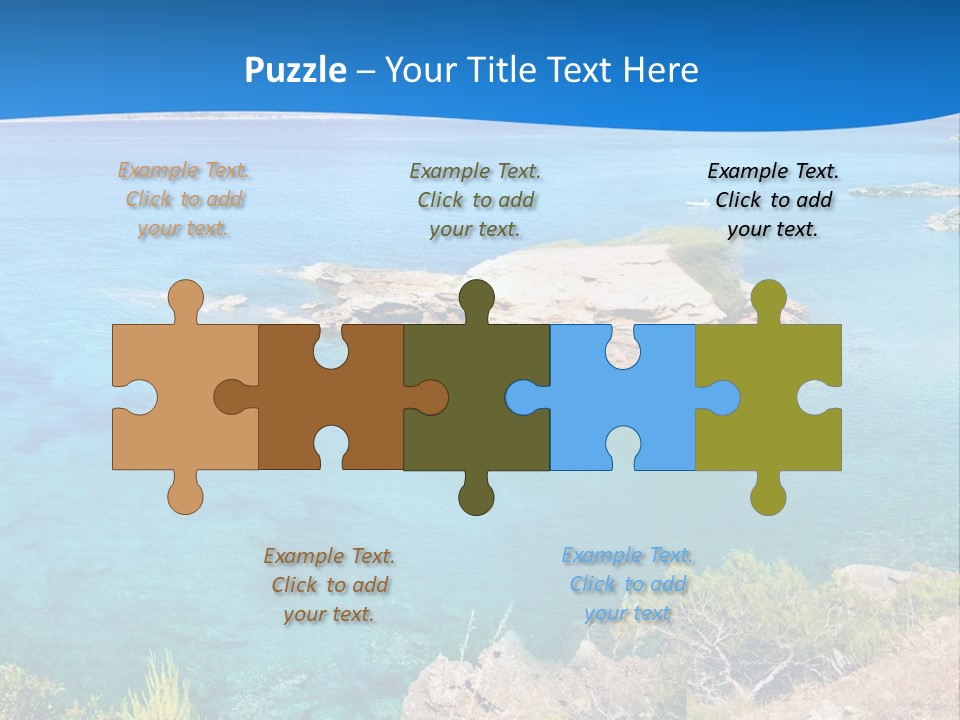 A Beautiful Blue Ocean With A Sandy Beach In The Foreground PowerPoint Template